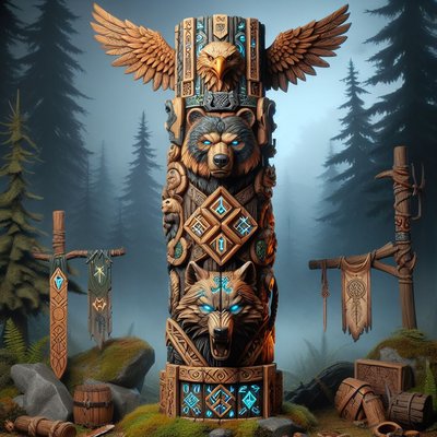 A Dungeons Dragons-inspired totem pole for a Totem Warrior barbarian. The totem is carved from anc.jpeg